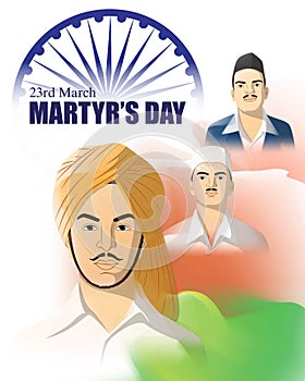 Vector illustration of Indian Martyrs` Day concept banner.