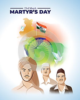 Vector illustration of Indian Martyrs` Day concept banner.