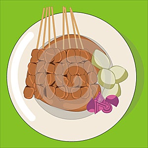 Vector Illustration of Indonesian chicken skewers Sate Ayam