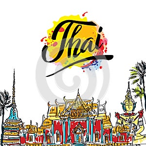 A vector illustration of Info graphic elements for traveling to Thailand,