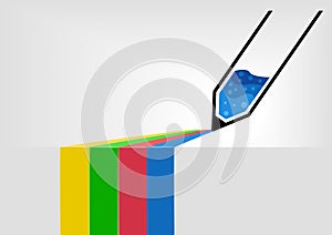 Vector illustration infographic background of pen drawing colorful lines on a surface across the edge of a table