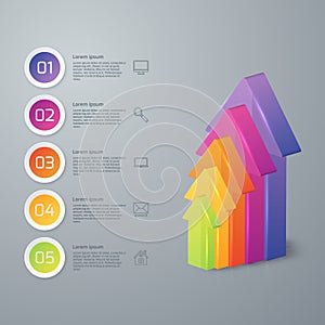 Vector illustration infographic five options 3d arrows