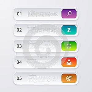 Vector illustration infographics five rectangles