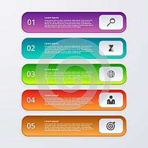 Vector illustration infographics five rectangles