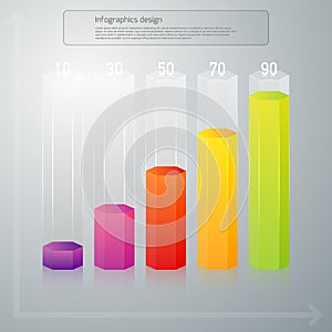 Vector illustration infographics vertical columns hexagons