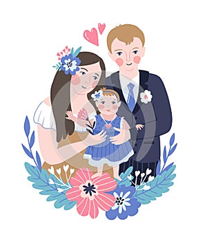Vector illustration for the international family day or wedding invitation.