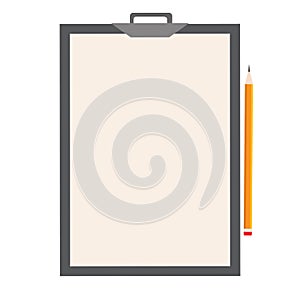 Clipboard and white blank sheet of paper. Vector illustration