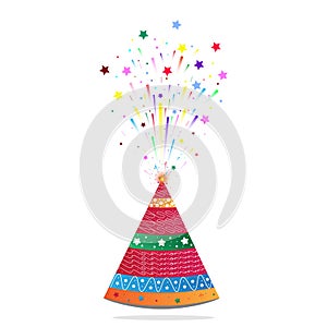 Vector illustration of the isolated background of Diwali crackers, Flower Pot Cracker