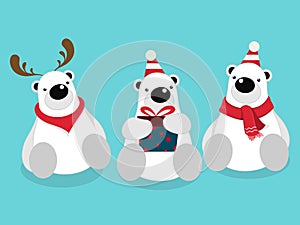 Vector illustration of isolated cute polar bear cartoon.