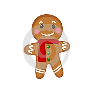 Vector illustration of an isolated gingerbread man on white background