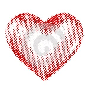 Vector Illustration of Isolated Red Halftone Heart Over White Background