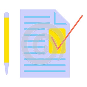 Vector illustration of an isolated sheet of paper and a pen on a white background.