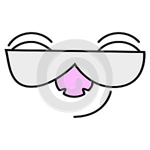 Vector illustration of isolated smiley with glasses on a white background.