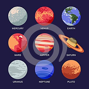 Vector illustration of isolated solar system planets.