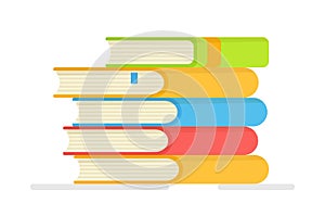 Vector illustration of an isolated stack of books on a white background. Template for bookstore advertising. E-book, literature, e