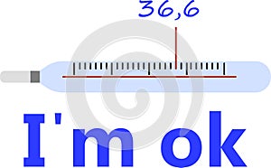 Vector illustration of an isolated thermometer with text on a white background.