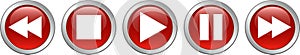 Audio video player buttons red