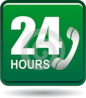 24 hours support web button green