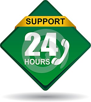 24 hours support web button green