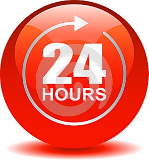 24 hours support web button red