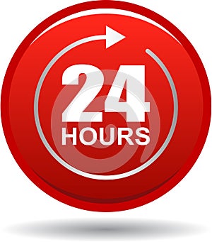 24 hours support web button red