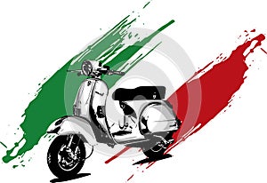 Vector illustration of an Italian scooter with flag