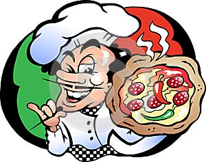 Vector illustration of an Italien Pizza Baker