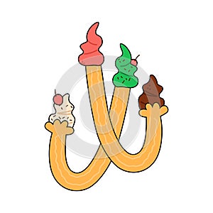 Vector illustration of J-corn ice creams.