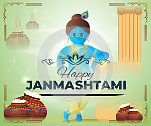 Vector illustration of Janmashtami celebrated as the birthday of Lord Krishna.