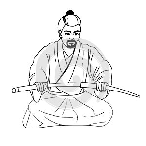 Vector illustration of a Japanese samurai