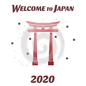 Vector illustration Japanese symbol. Welcome to Japan