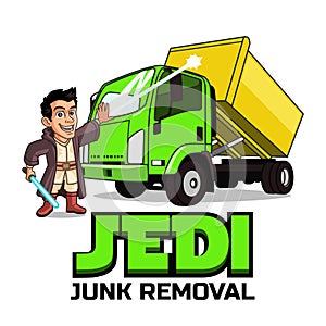 Jedi Junk Removal Cartoon Mascot Logo photo