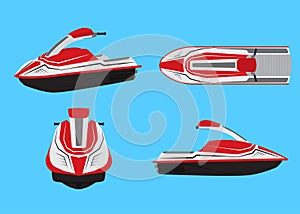 Vector illustration of jet ski vector set