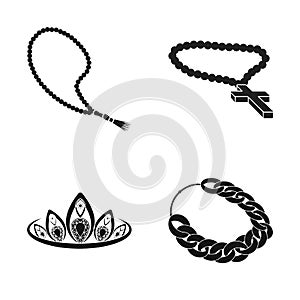 Vector illustration of jewelery and necklace icon. Collection of jewelery and pendent stock symbol for web.