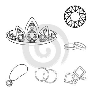 Vector illustration of jewelery and necklace icon. Collection of jewelery and pendent stock symbol for web.