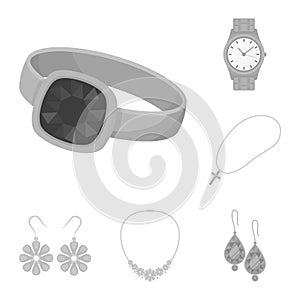 Vector illustration of jewelery and necklace logo. Set of jewelery and pendent stock symbol for web.