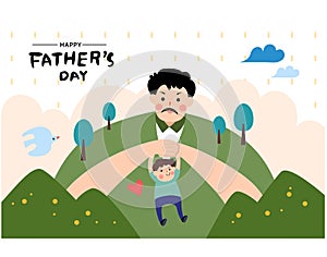 Vector illustration of joyous celebration of Happy Father\'s Day Dad is like a mountain reliable for children to rely on