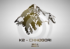 Vector illustration K2 Chhogori bronze