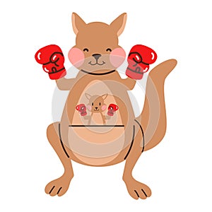Vector illustration of Kangaroo boxing cartoon