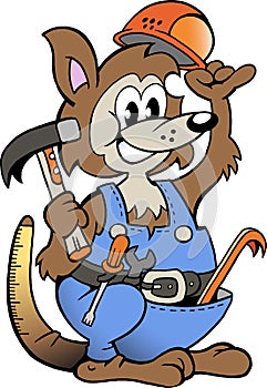 Vector illustration of an Kangaroo Handyman