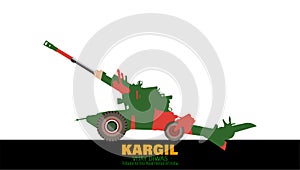 Vector Illustration of Kargil Vijay Diwa which is called Kargil Victory Day. Bofors gun used in Kargil war