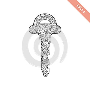 Vector illustration key with   floral ornament.