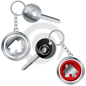 Vector illustration of key with house keyholder