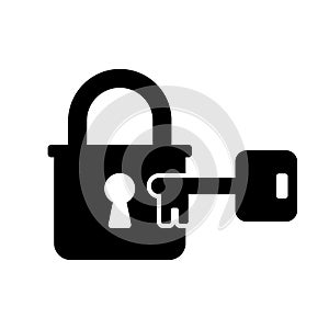 Vector illustration of a key and padlock.
