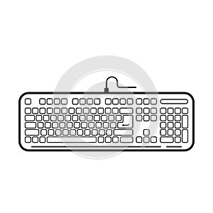 Vector illustration of a keyboard with an outline is isolated on white.