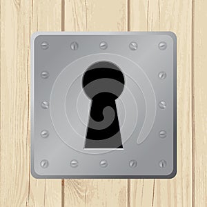 Vector illustration - keyhole on wooden door