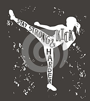 Vector illustration with kickboxing lettering