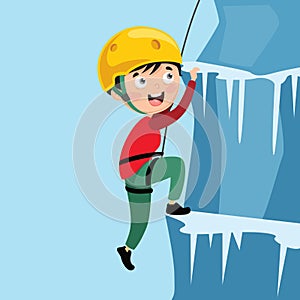 Vector Illustration Of Kid Climbing