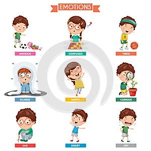 Vector Illustration Of Kid Emotions