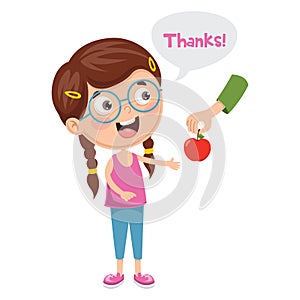 Vector Illustration Of Kid Give Thanks photo